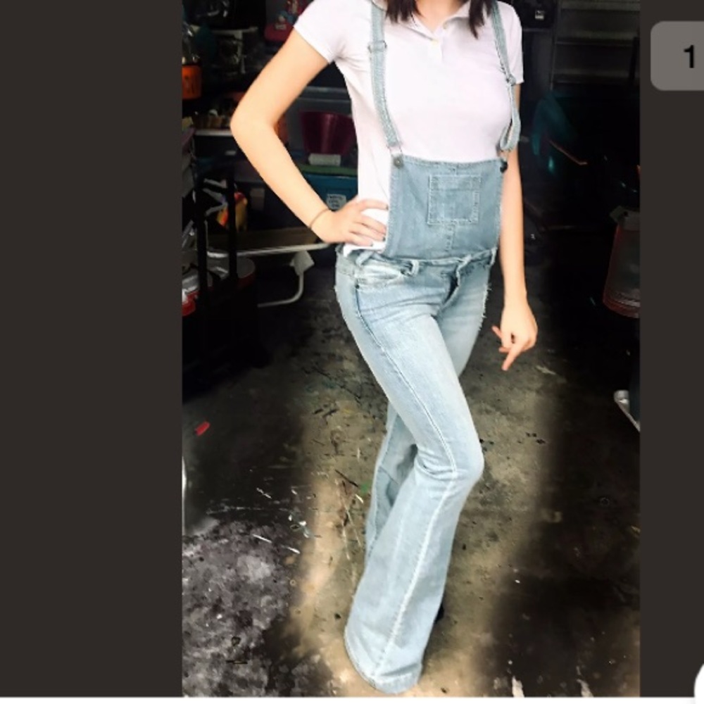 Sexy bell bottom light detachable bib overalls 3